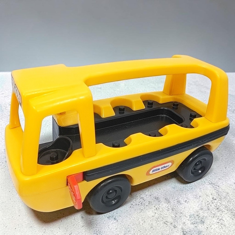 VTG 1980s Little Tikes Yellow School Bus Toy Toddler Preschool Rolling Vehicle